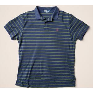 Polo Ralph Lauren Mens Mesh Blue Stripe S/S Pima Cotton Shirt Size Medium